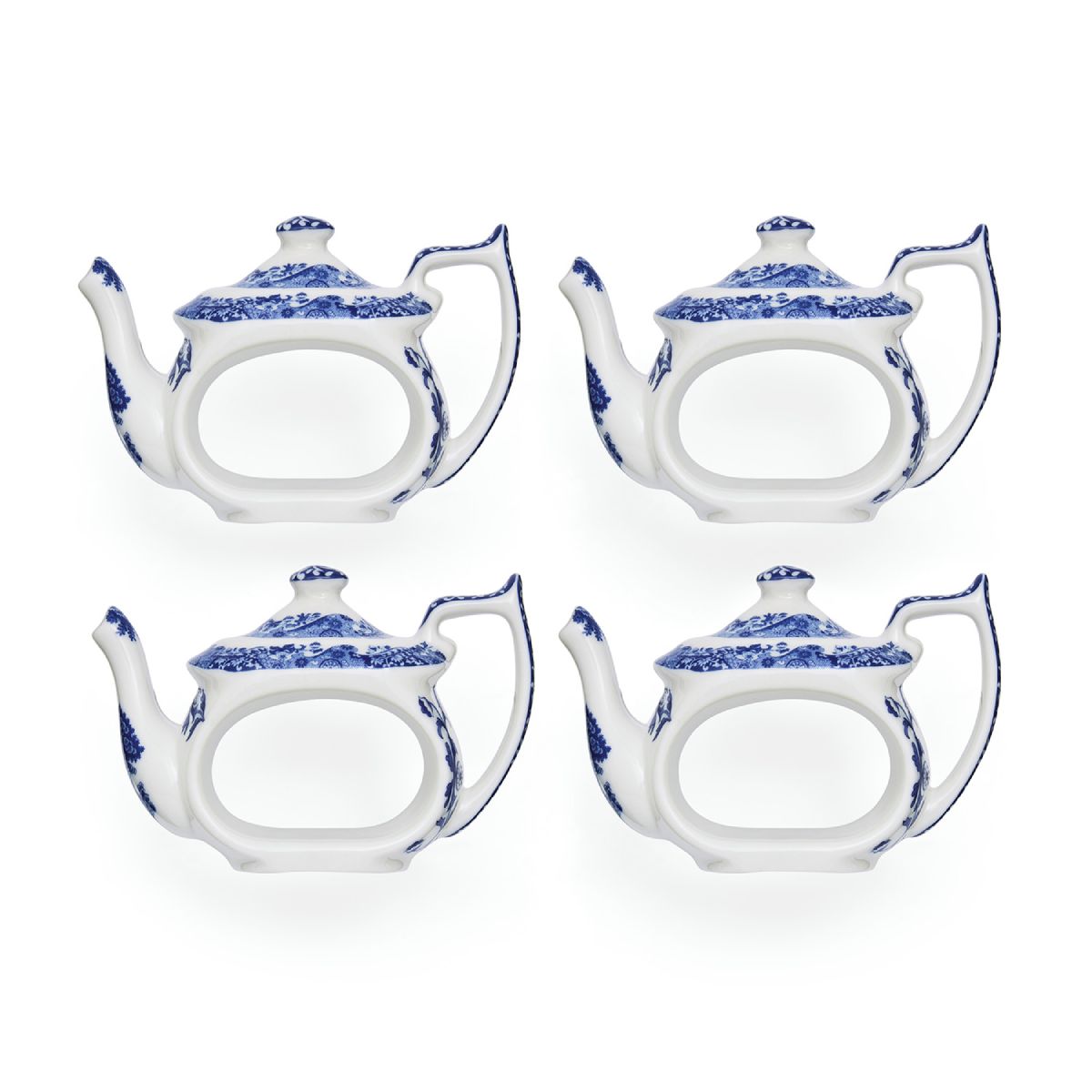 Blue Italian Teapot Napkin Rings, Set of 4 image number null